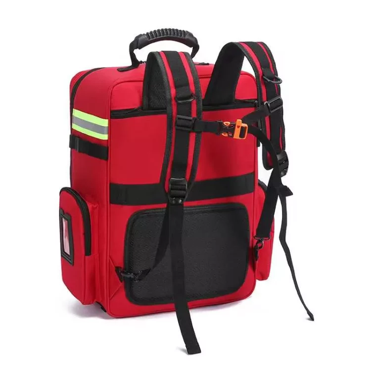 firefighter first aid backpack with reflective safety strip for emergency medical response
