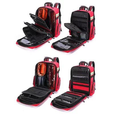 fire rescue medical backpack with dual zipper compartments and high visibility design