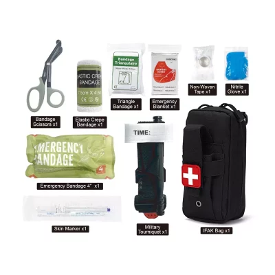 tactical trauma kit contents including tourniquet and bandage