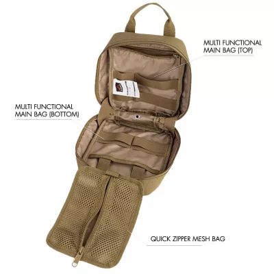 tactical outdoor first aid kit with organized compartments
