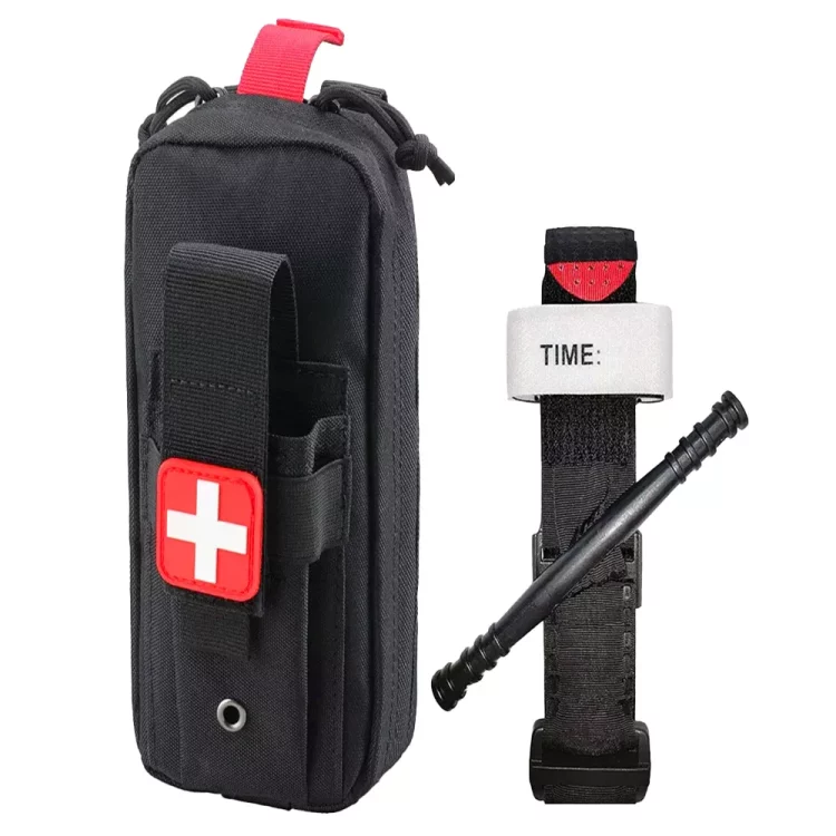 tactical first aid kit with tourniquet black belt pouch