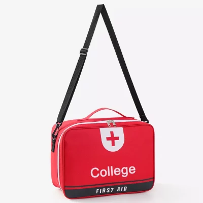 Portable college first aid kit with durable Oxford cloth bag