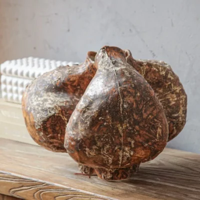 Abstract organic textured ceramic vases set - earthy brown rustic handmade decor pots for home styling