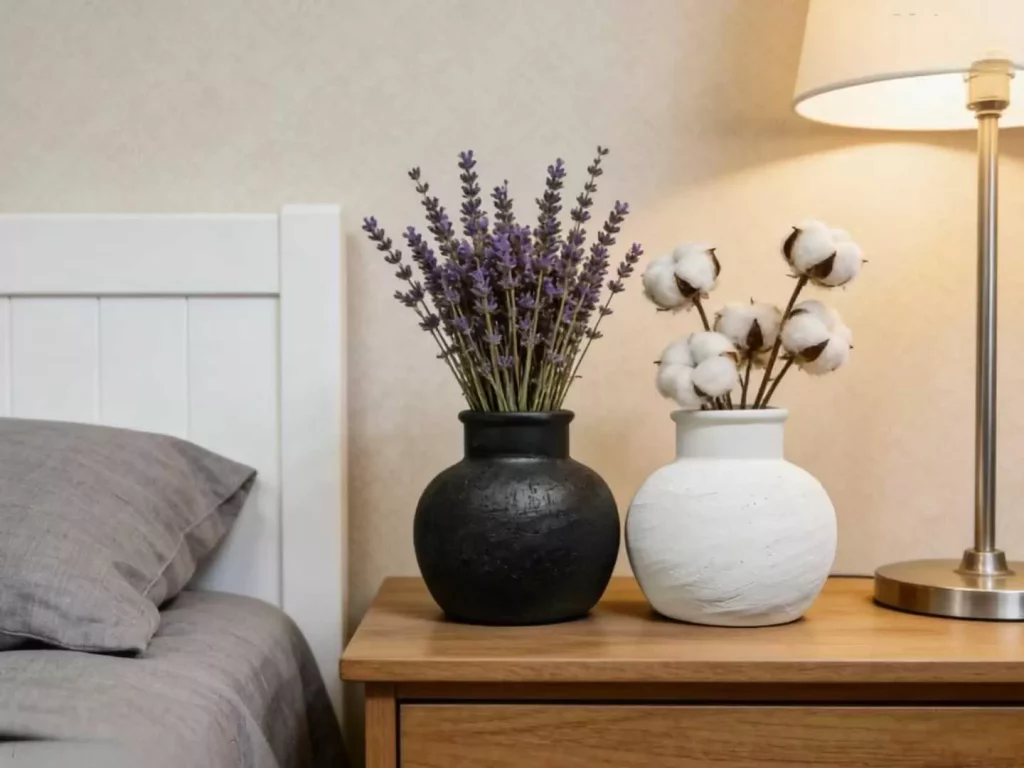 Matte Black & White Ceramic Vase Set - Textured Round Vases for Dried Florals