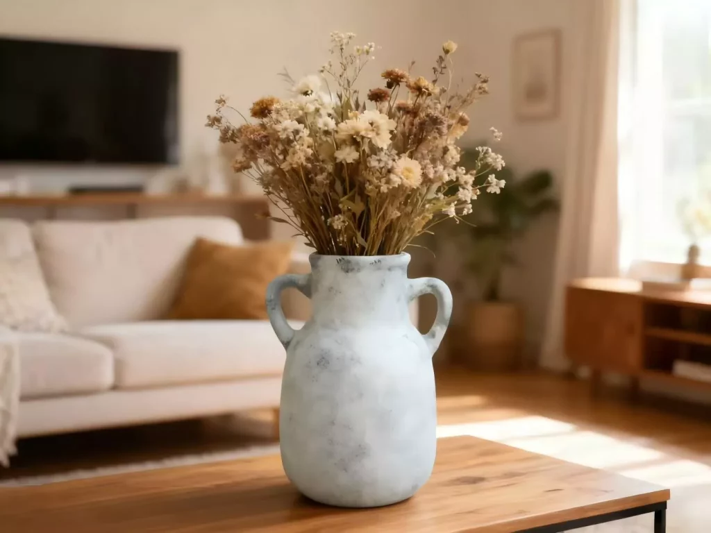 Neutral Ceramic Vase for Dried Flowers Suitable for garden and home decor