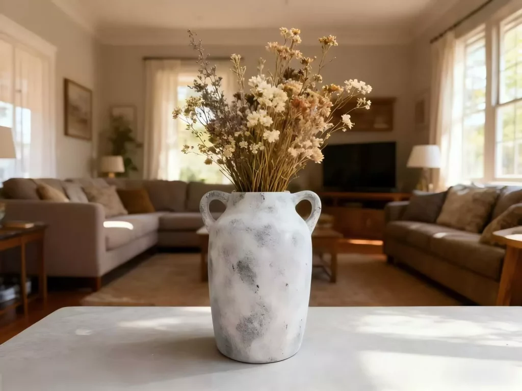 Neutral Ceramic Vase for Dried Flowers Suitable for garden and home decor
