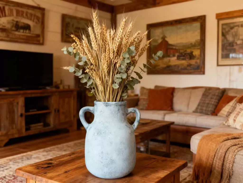 Neutral Ceramic Vase for Dried Flowers Suitable for garden and home decor