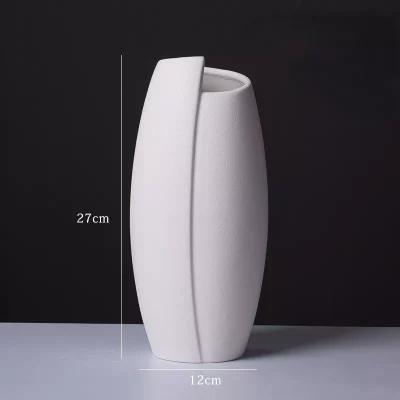 Black matte ceramic vase with vertical texture, modern home decor for flowers