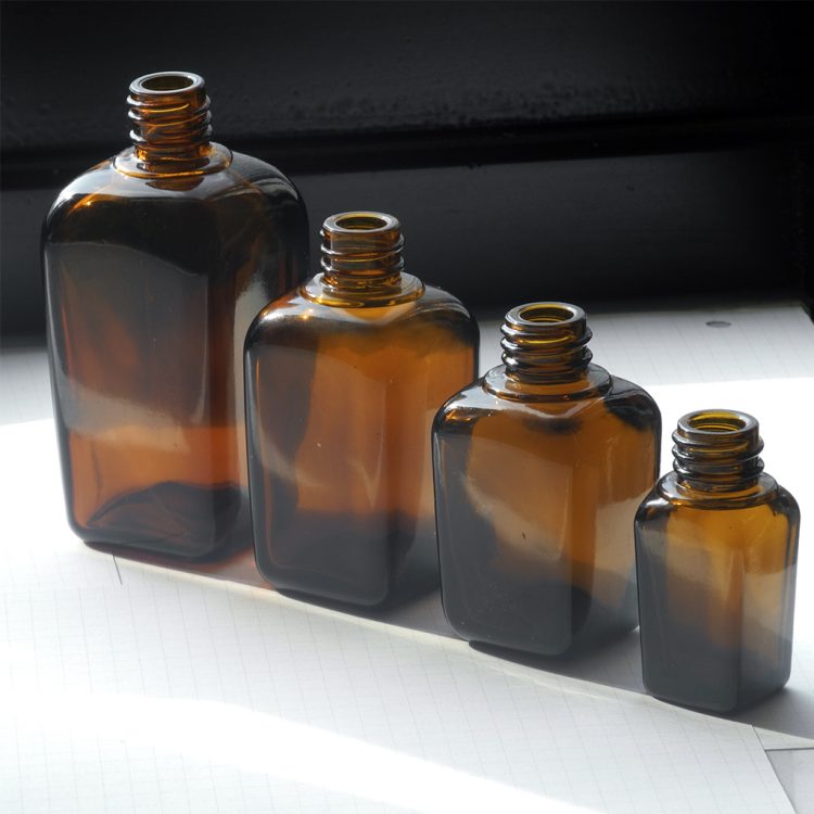 amber square Dropper Glass Bottle