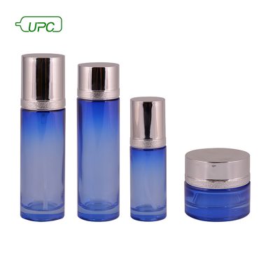 Gradient Blue Glass Cosmetic Bottle
