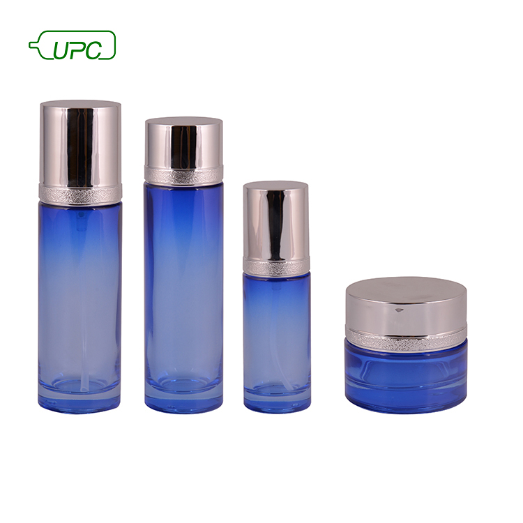 Gradient Blue Glass Cosmetic Bottle