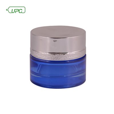 Gradient Blue Glass Cream Jar