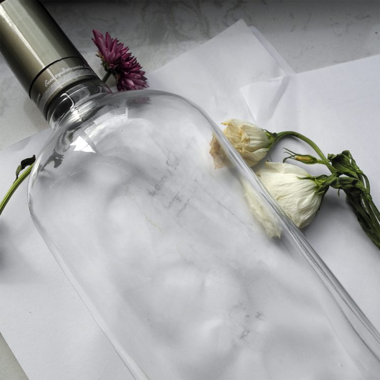 750ml clear liquor bottle