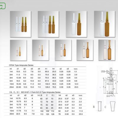 clear ampoules made of borosilicate glass