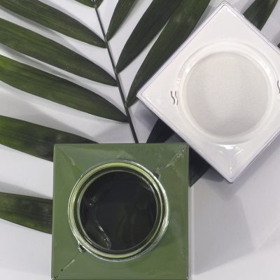 green glass cosmetic jar
