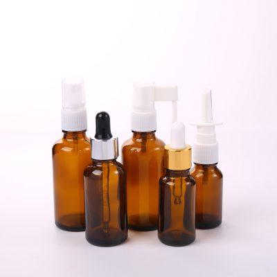 amber brown dropper essential oil glass bottle