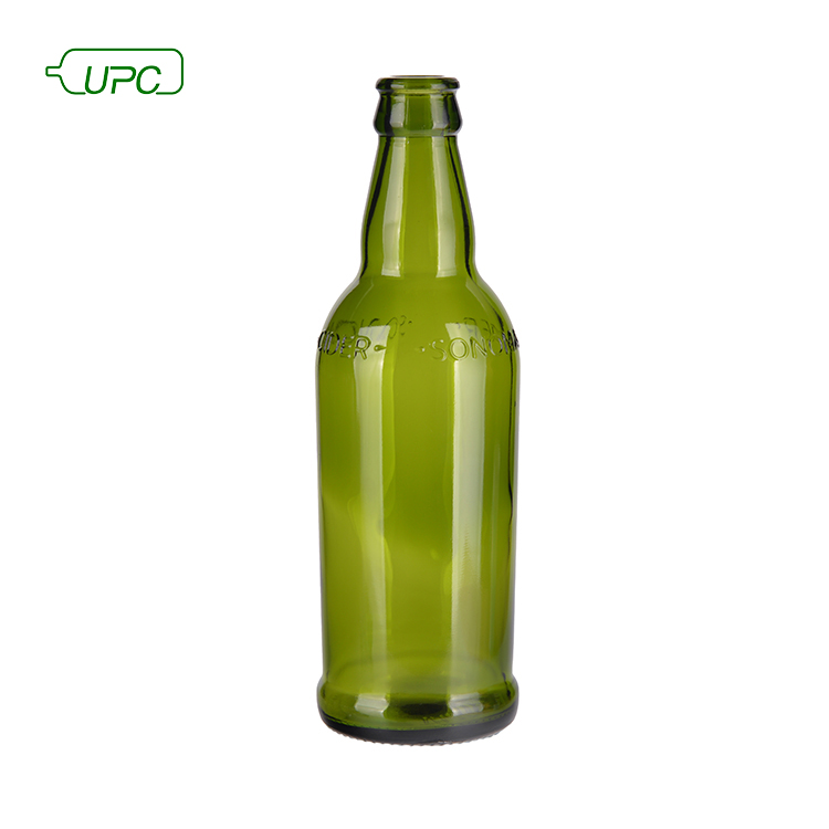 green glass standard beer bottle