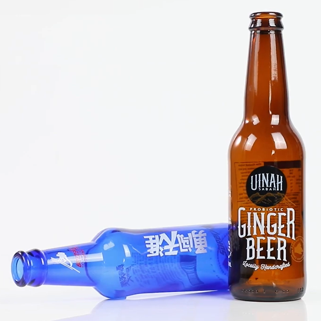printing logo amber beer bottle