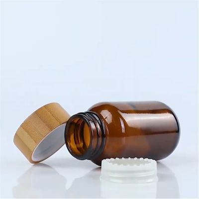 cosmetic jar glass bamboo