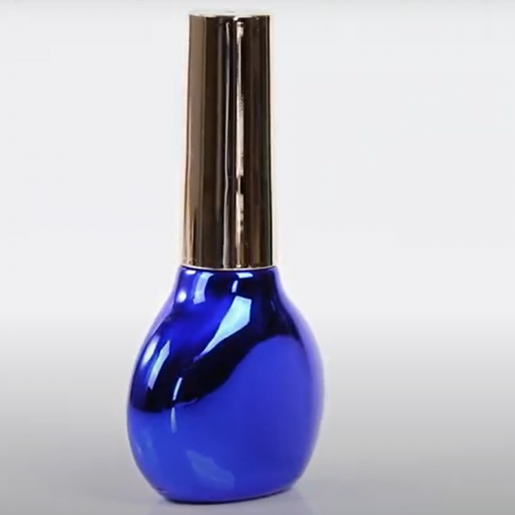 blue glass nail polish oil bottle