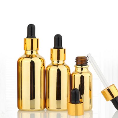 Electroplated Gold Cosmetics Glass Bottle