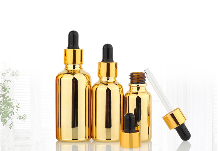 Electroplated Gold Cosmetics Glass Bottle