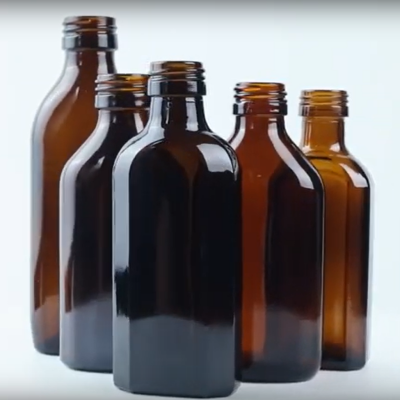 200ml flat amber glass bottle