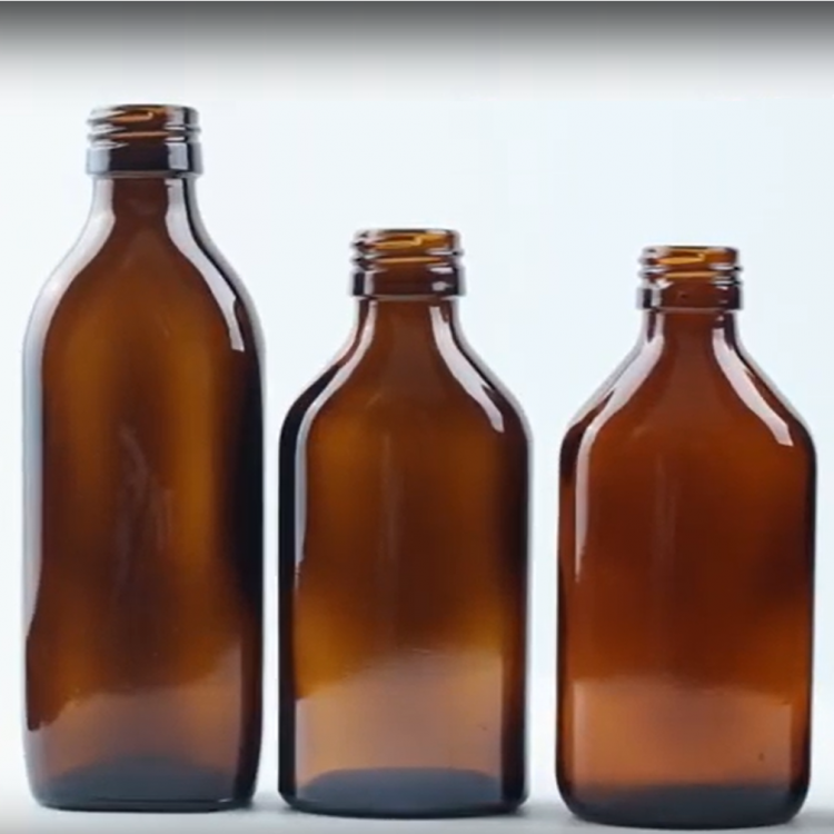 100ml 150ml flat amber glass bottle