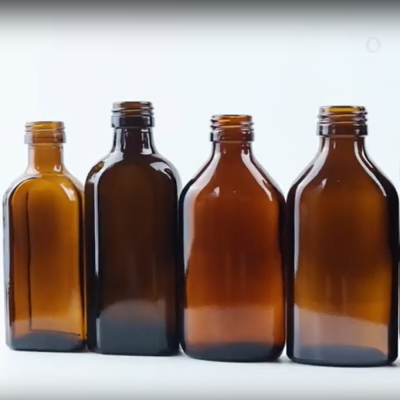200ml flat amber glass bottle
