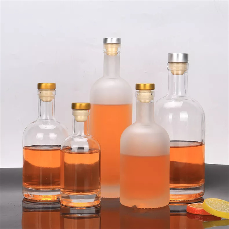 375ml transparent round glass liquor bottle