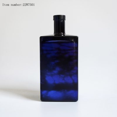 750ml Square blue Vodka Bottle