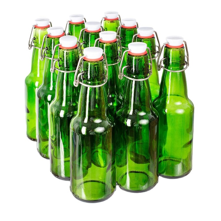 swing top green beer glass bottle