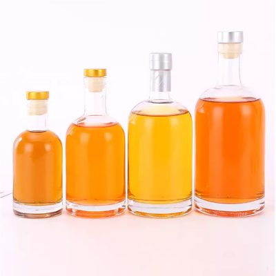 375ml transparent round glass liquor bottle