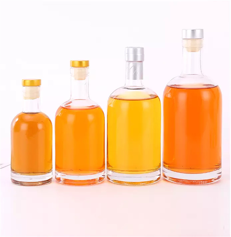 375ml transparent round glass liquor bottle
