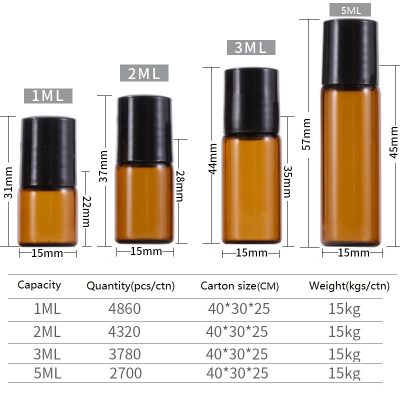 3ml amber Roller  Bottles
