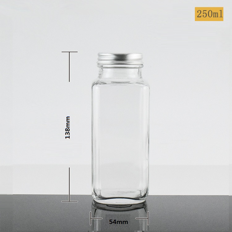 250ml square glass juice bottles