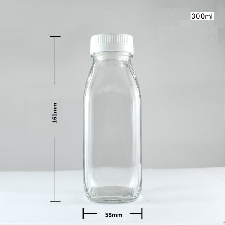 300ml square glass juice bottles