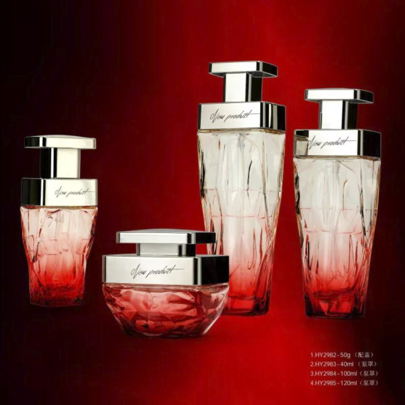Square glass cosmetic bottle
