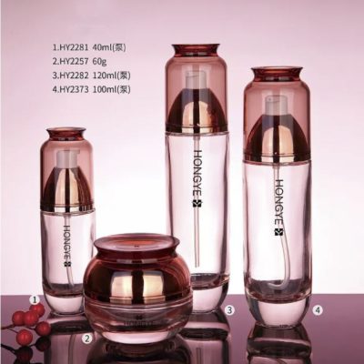 100ml red glass cosmetic bottle