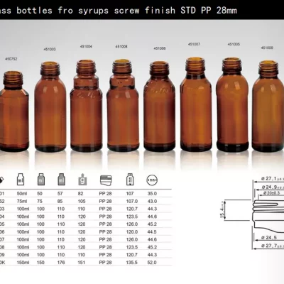 150ml Amber glass bottles fro syrups screw
