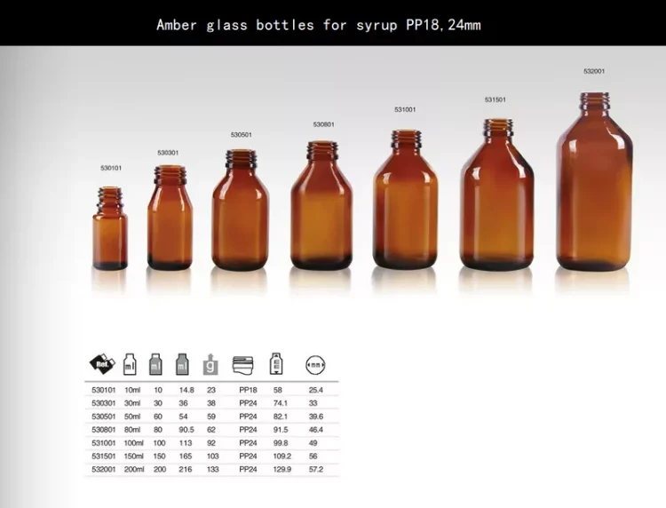 80ml Amber glass bottles fro syrups screw