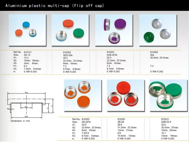 aluminium plastic multi cap flip cap