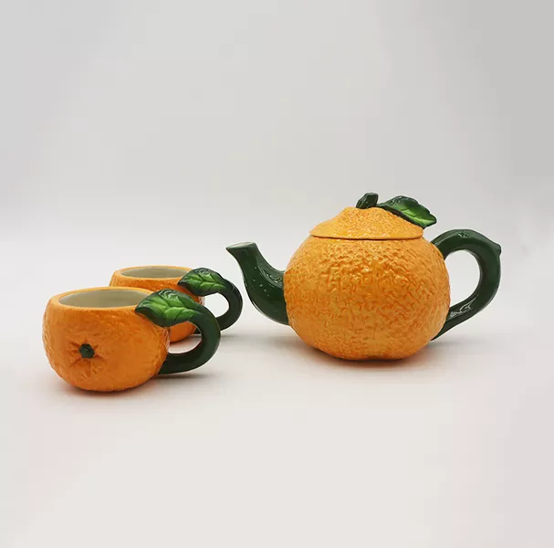 Ceramic Hand-painted Orange Design Teaset