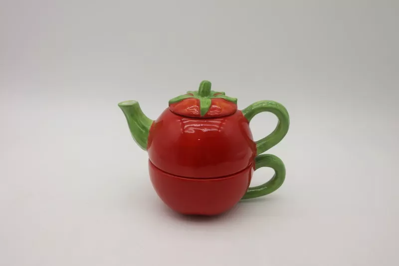 3D Vegetable Tomato Design Teapot and Tea Cup