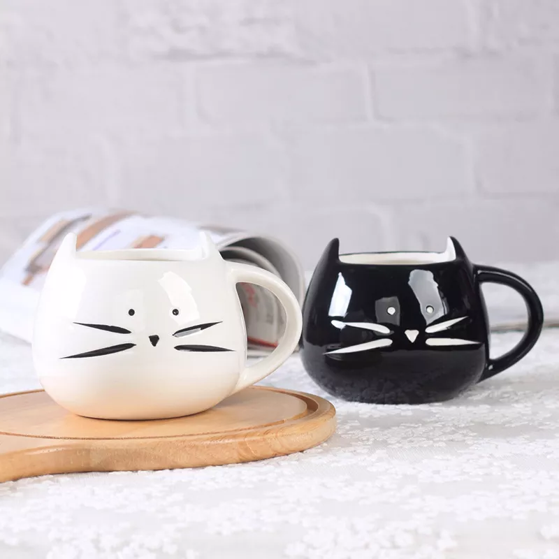 Fashion Kitchen Cup with Cat Design Black and White