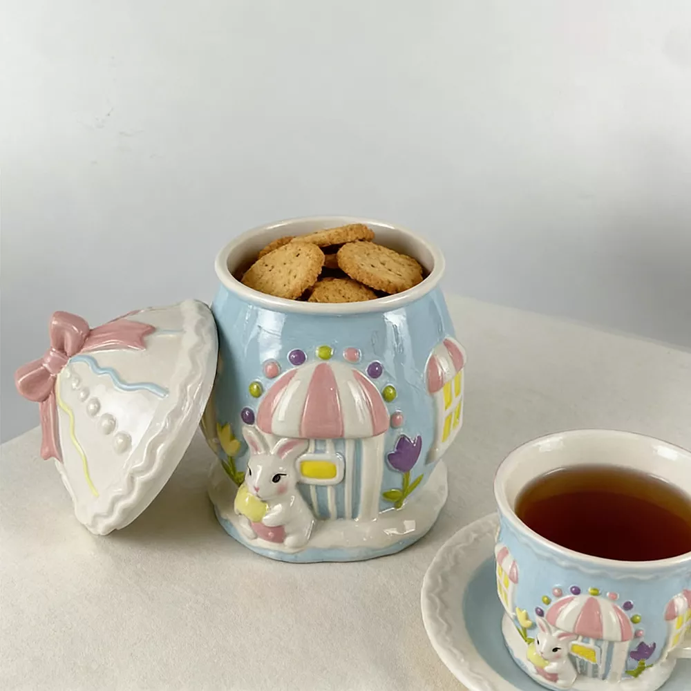 Lovely Easterday Theme Ceramic Cookie Jar and Teasets