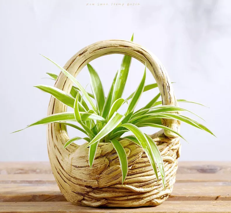 resin swan basket planter