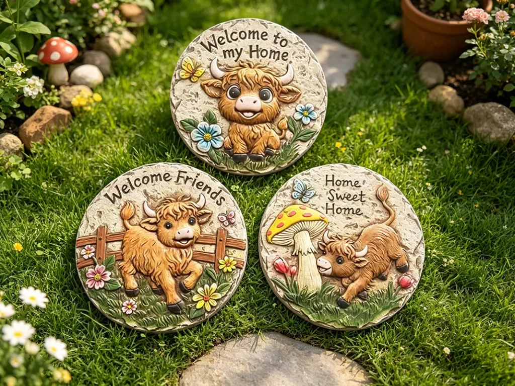 handpainted cement garden decoration footrest