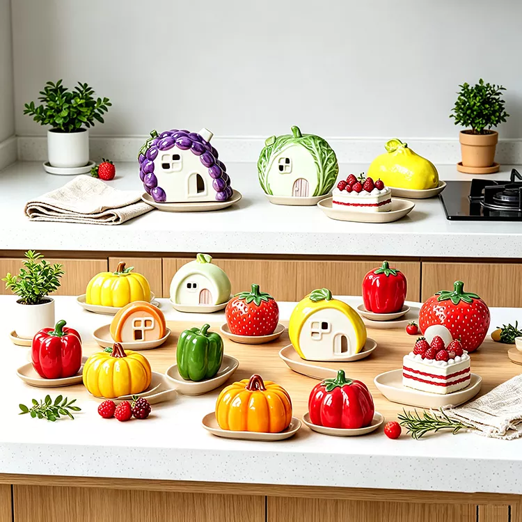 Hand-Painting Cute Simulated Fruit and Vegetable Design Ceramic Kitchenware and Tableware