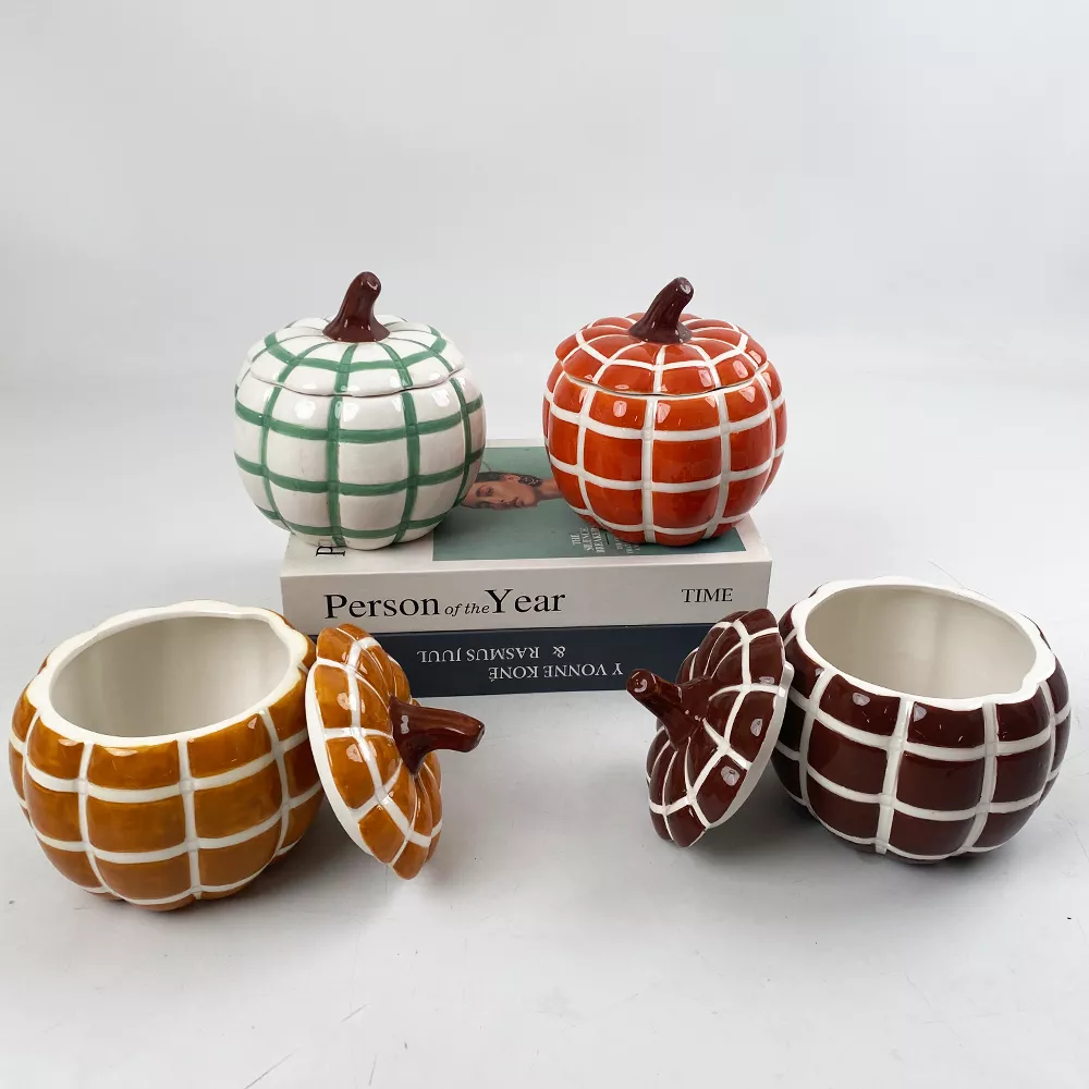 New Trend Popullar Chest Texture Ceramic Pumpkin Kitchenware and Tableware